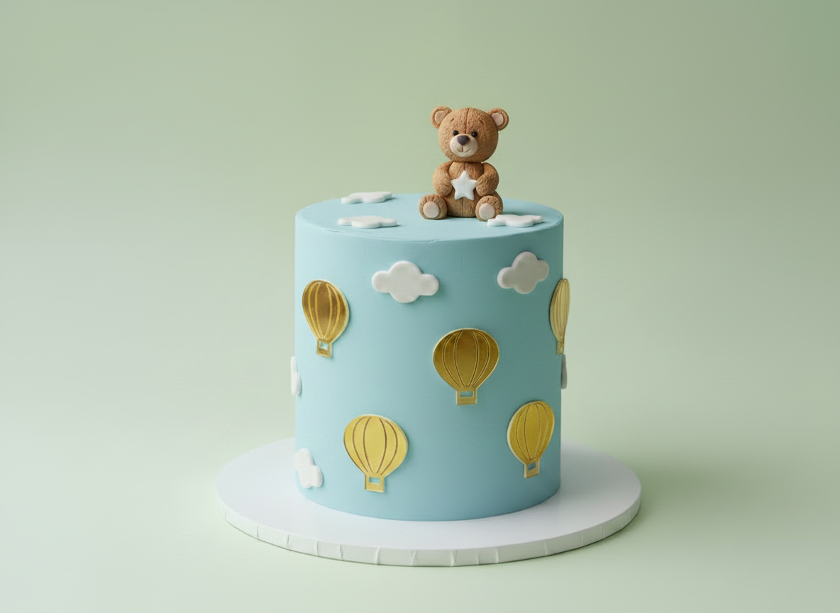 Hot air balloon and teddy cake
