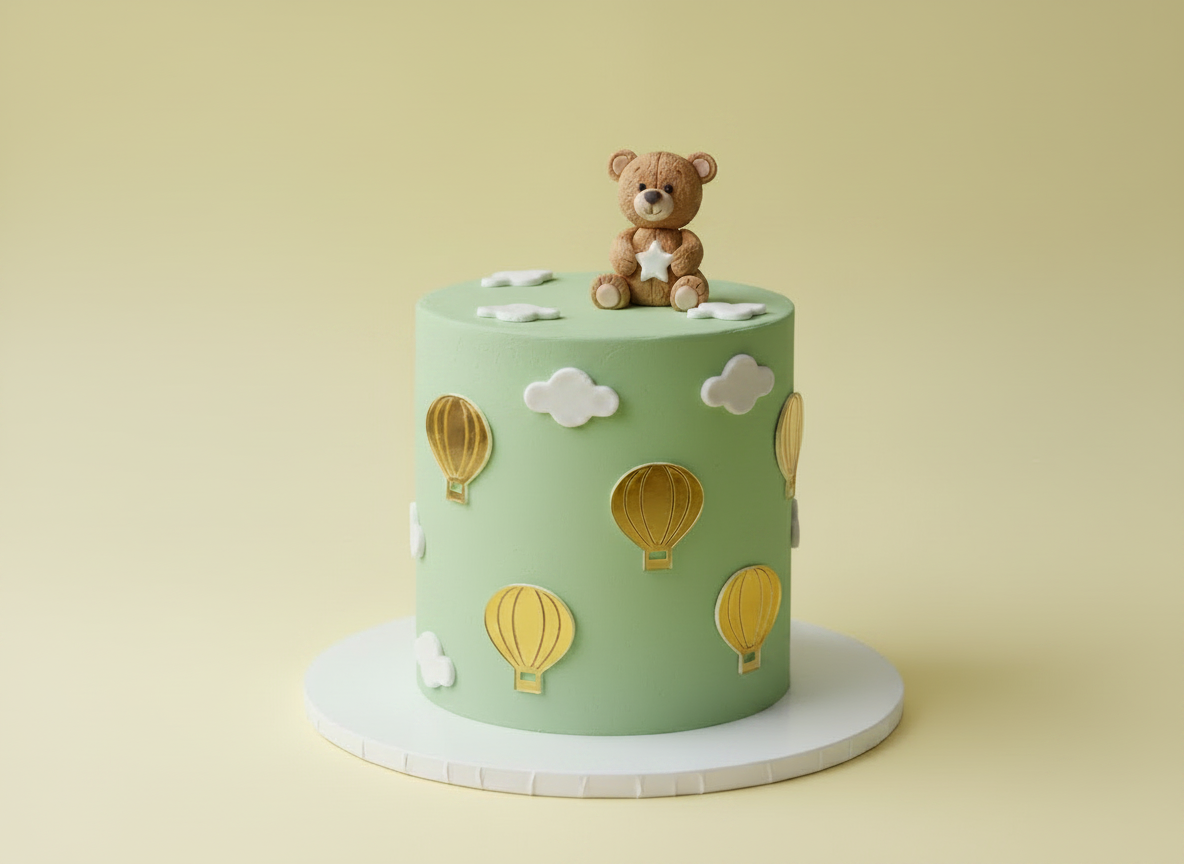 Hot air balloon and teddy cake
