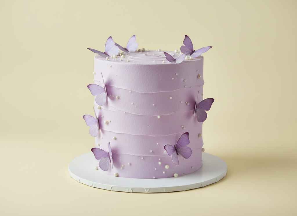 Butterfly and pearl cake