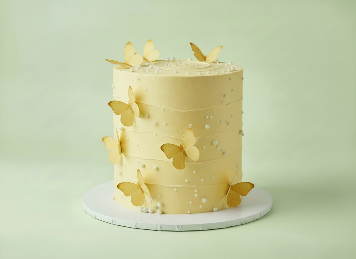 Butterfly and pearl cake