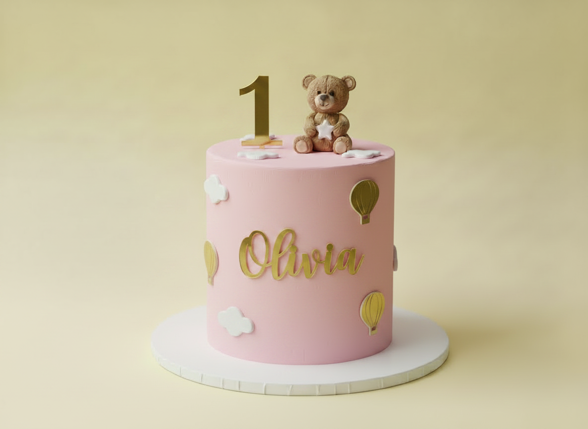 Hot air balloon and teddy cake