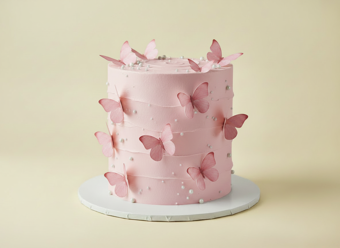 Butterfly and pearl cake